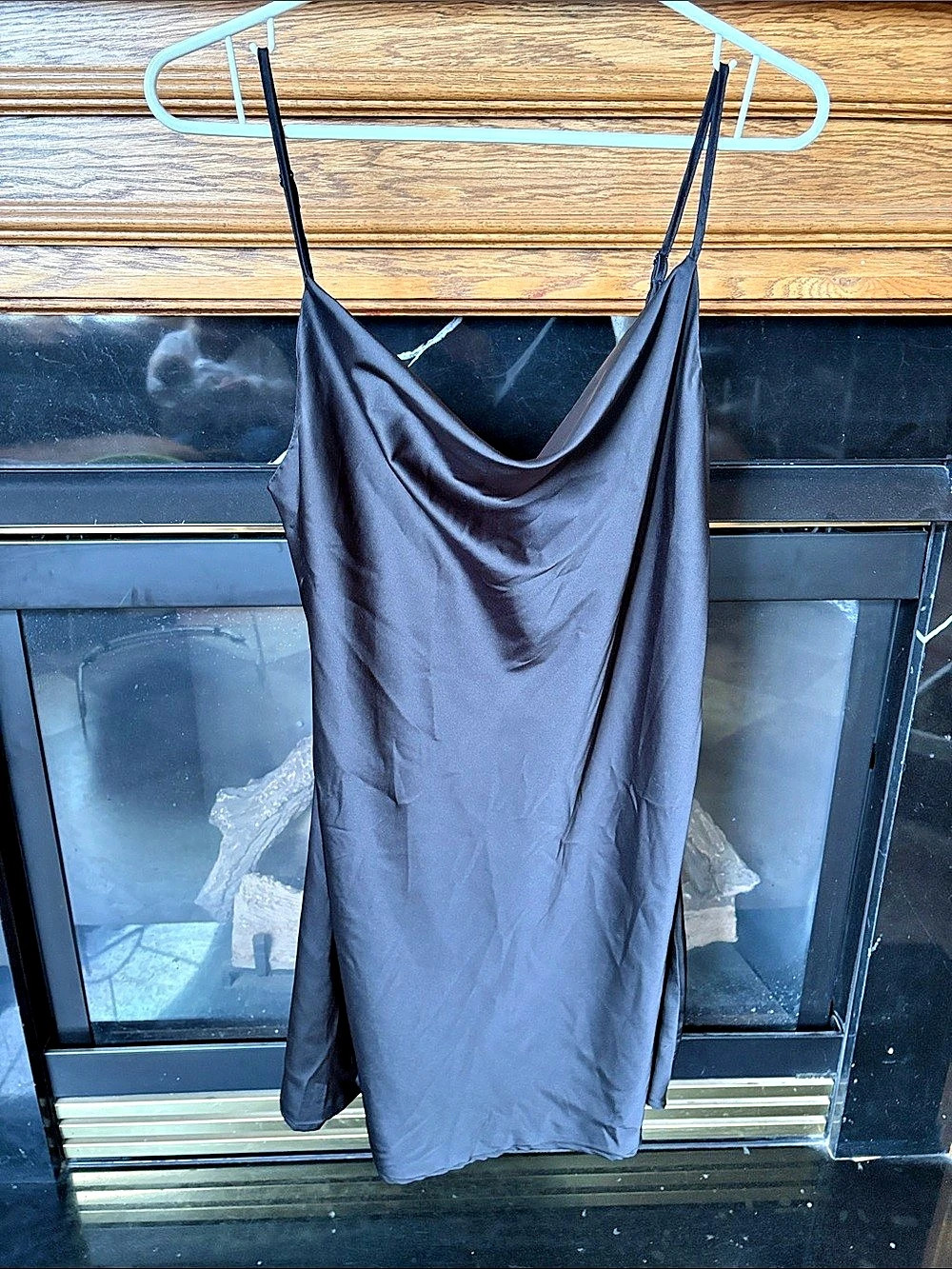 Sans Souci Satin Mini Dress Black Draped Maxi Dress Size Large Like New